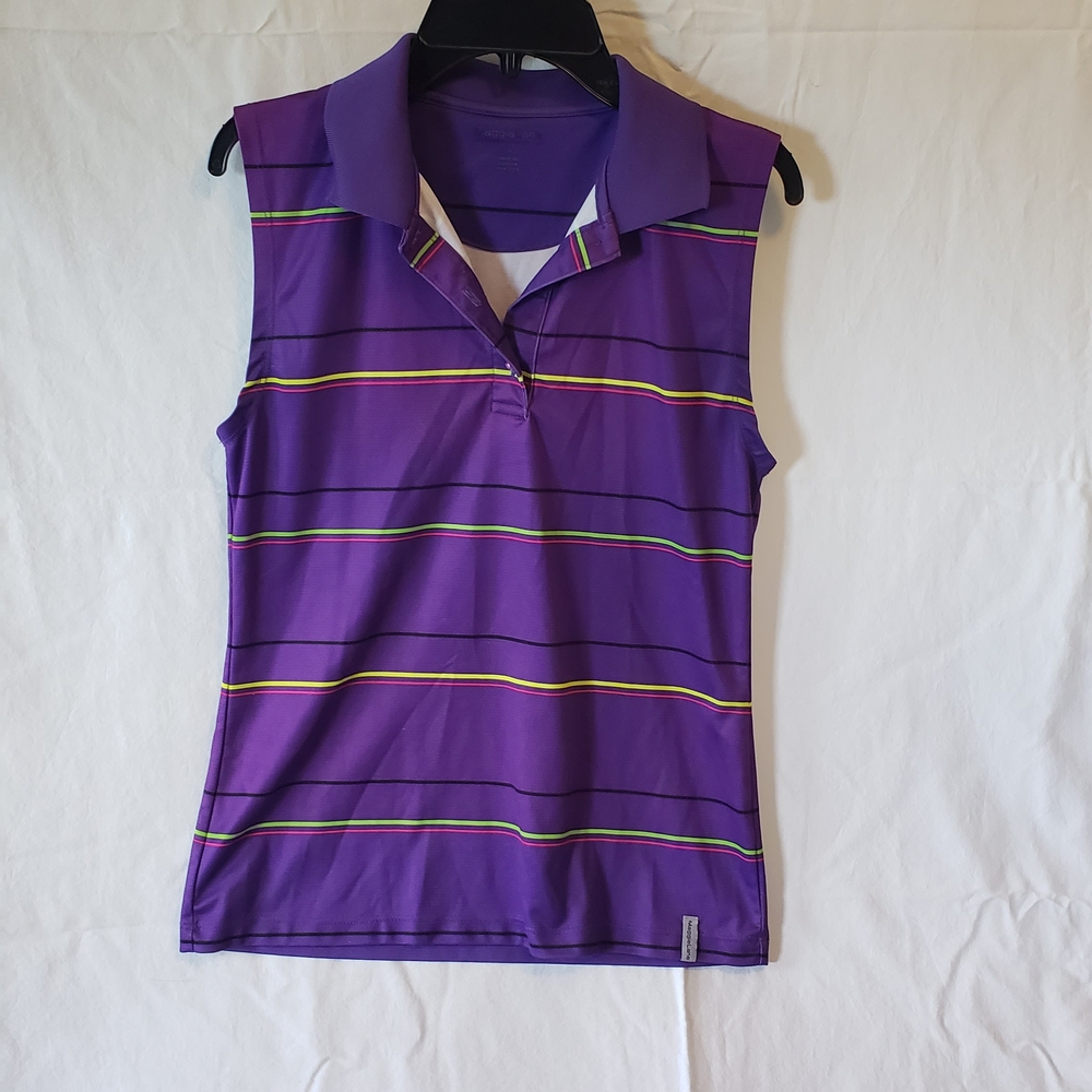 Maggie Lane Purple Striped Women's Polo Top